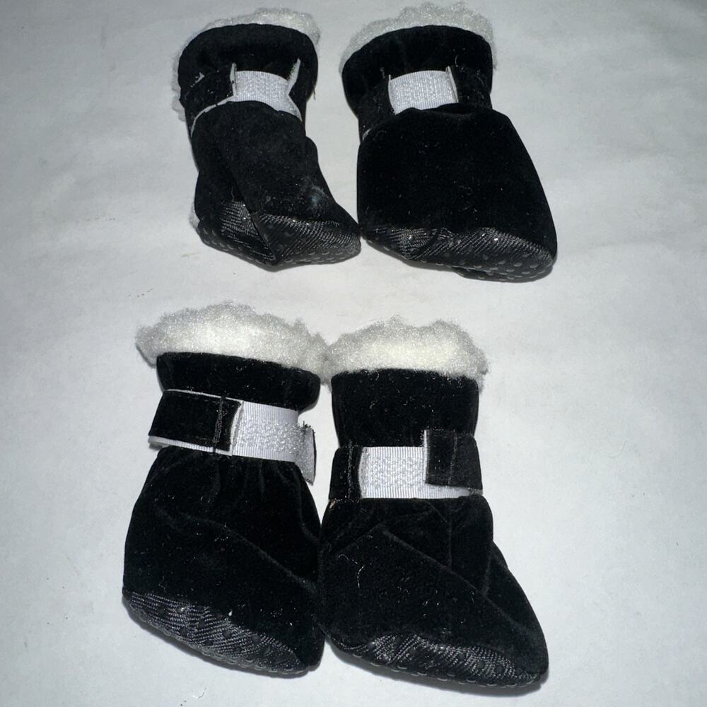 Snow Boots for Dogs Black Booties for Small Dogs fur lined rubber soles Size: M